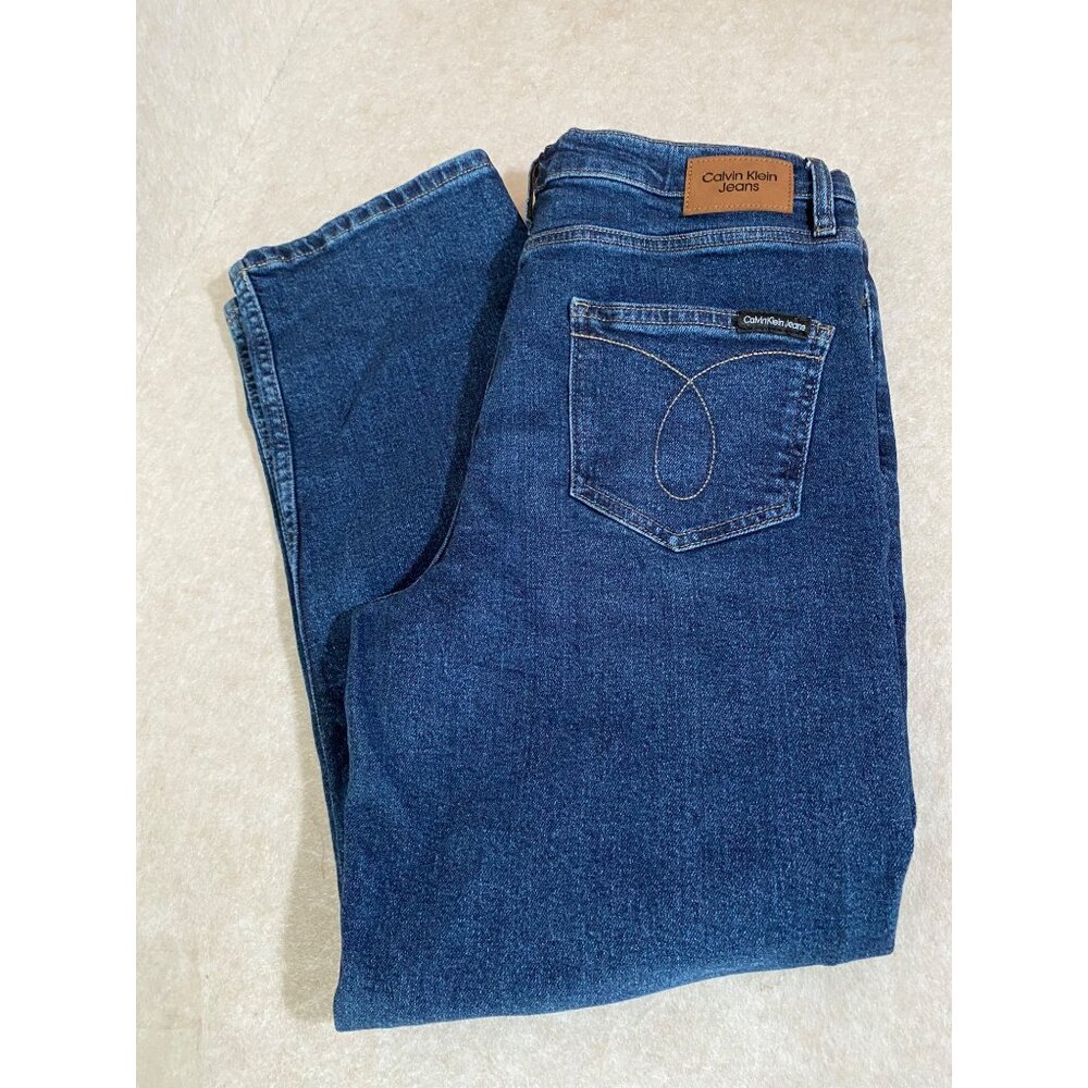 Calvin Klein Womens Straight Leg Jeans Dark Wash 100% Cotton Size 8